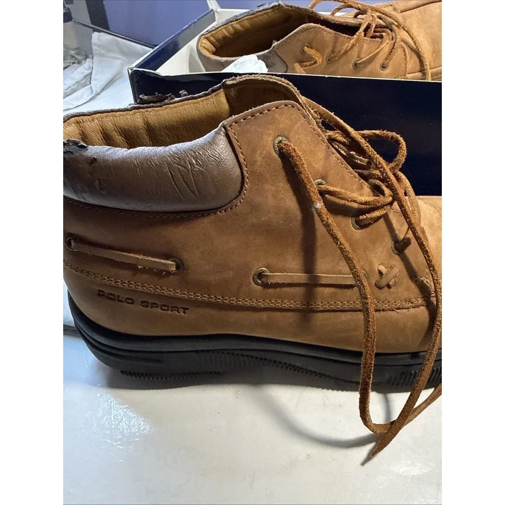 Polo Sport Ralph Lauren Men's Brown Leather Moc Toe Chukka Boots Size 7